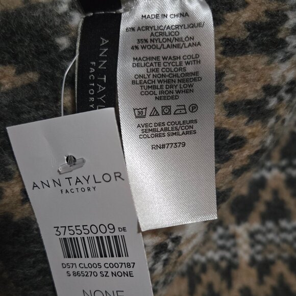 NWT Ann Taylor Factory Fair Isle Scarf & Pom Pom Hat Set Wool Blend - Picture 2 of 5